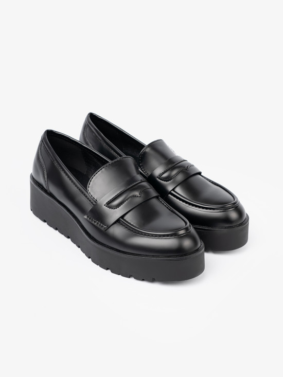 Mocasini eleganți negri cu talpă groasă