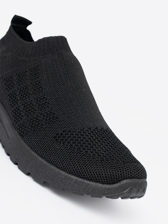 Pantofi sport slip-on negri cu partea superioară din textil