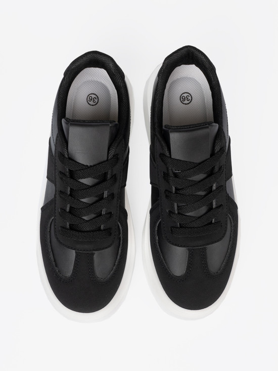 Sneakersi clasici negri cu talpă groasă