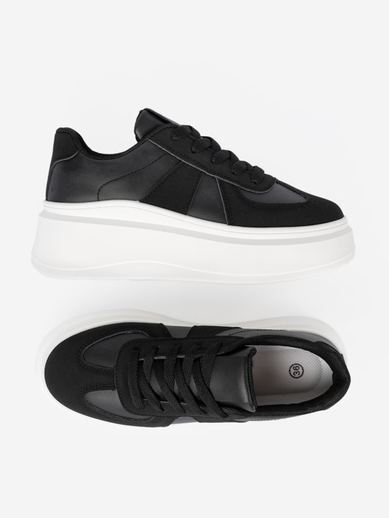 Sneakersi clasici negri cu talpă groasă