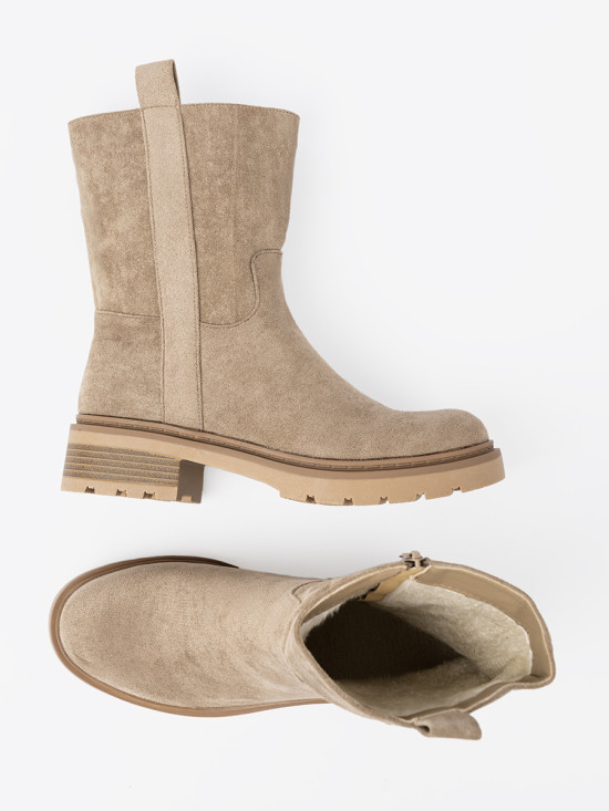 Botine bej cu talpă groasă