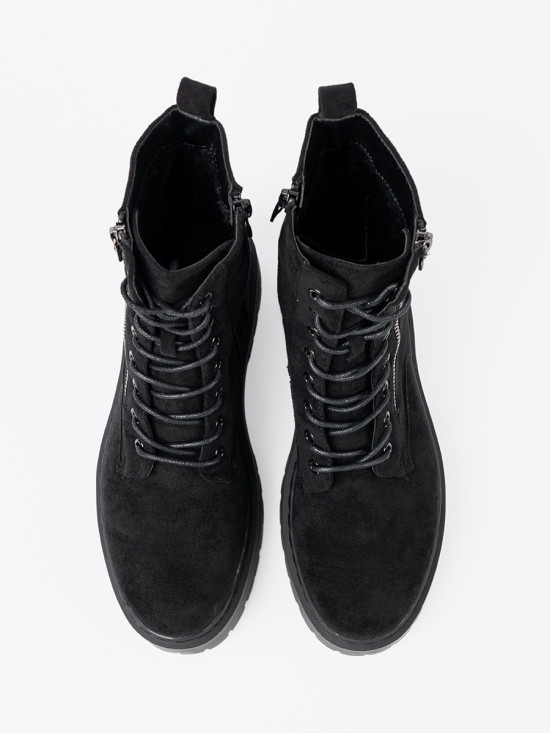 Botine negre cu aspect de velur