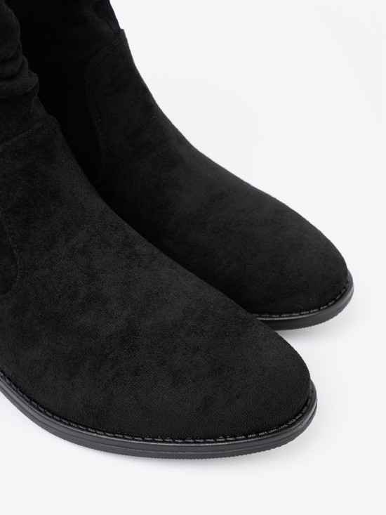 Botine negre clasice cu guler plisat