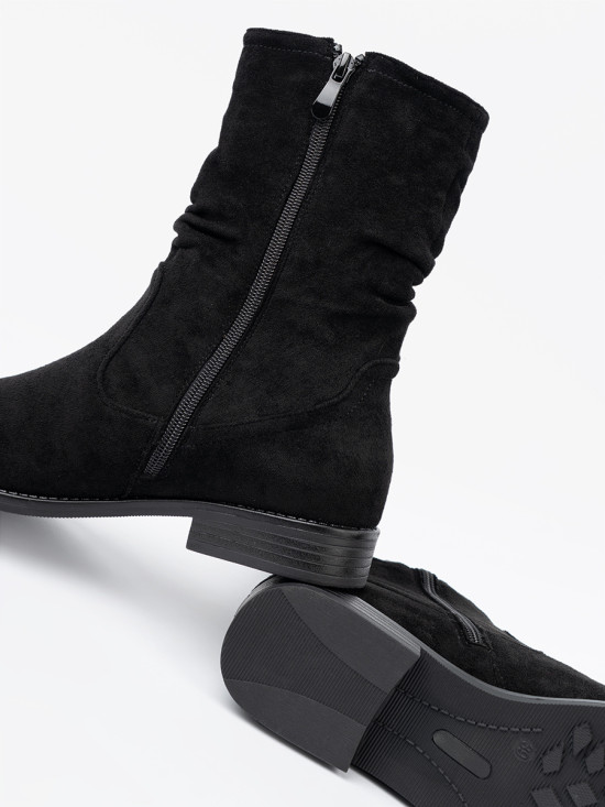 Botine negre clasice cu guler plisat