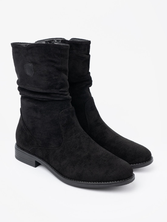 Botine negre clasice cu guler plisat