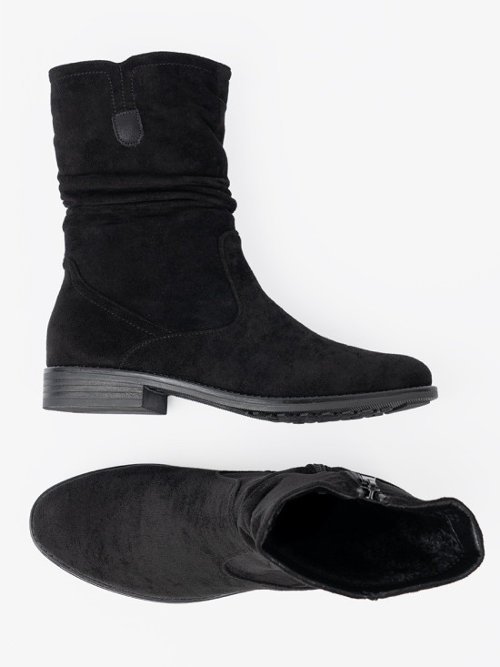 Botine negre clasice cu guler plisat