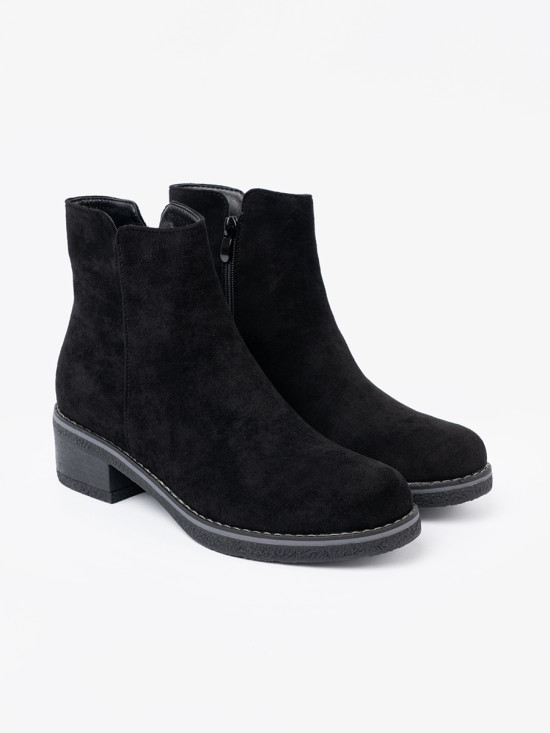 Botine simple negre pe toc confortabil