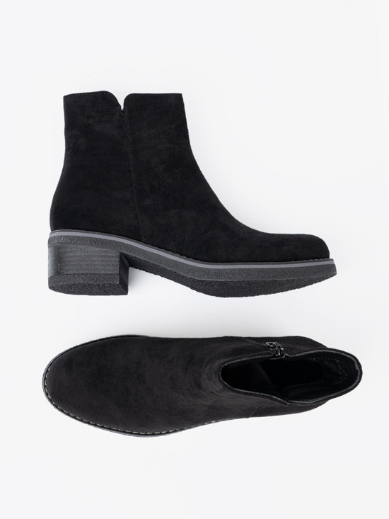 Botine simple negre pe toc confortabil