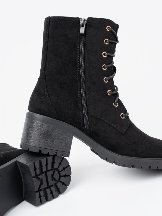 Botine negre confortabile cu vârf rotund