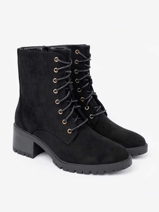 Botine negre confortabile cu vârf rotund