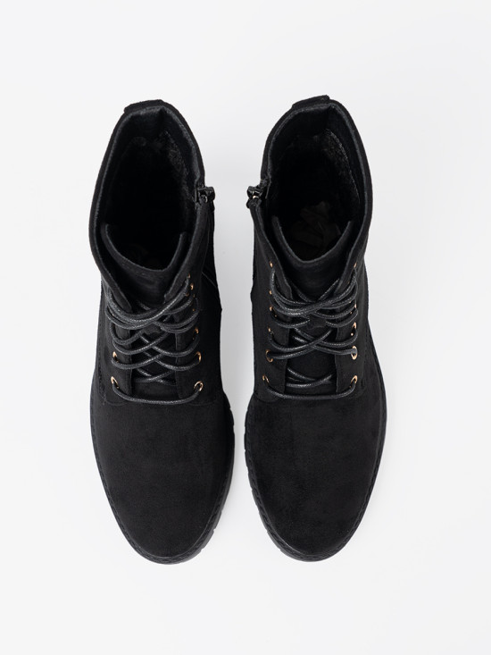 Botine negre confortabile cu vârf rotund