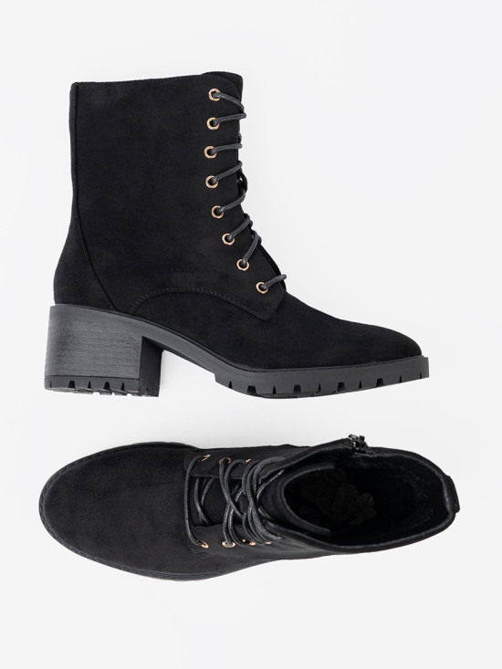 Botine negre confortabile cu vârf rotund