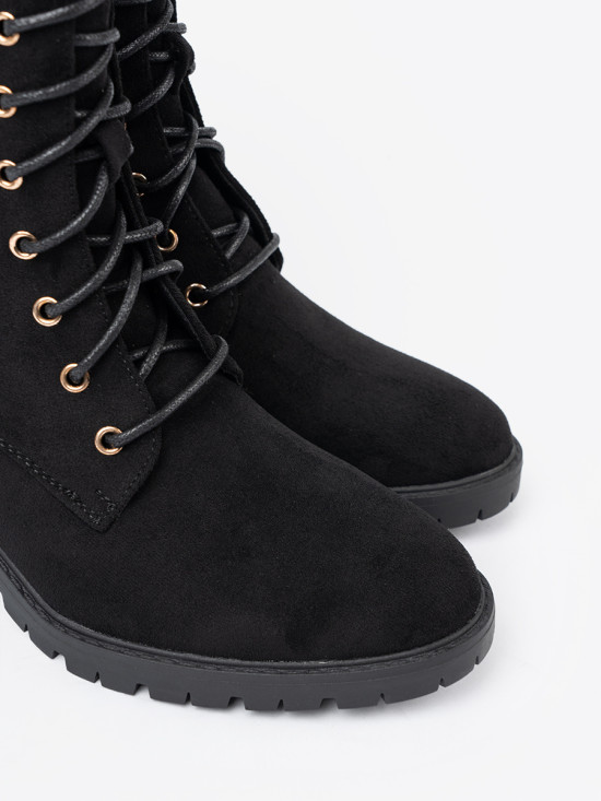 Botine negre confortabile cu vârf rotund