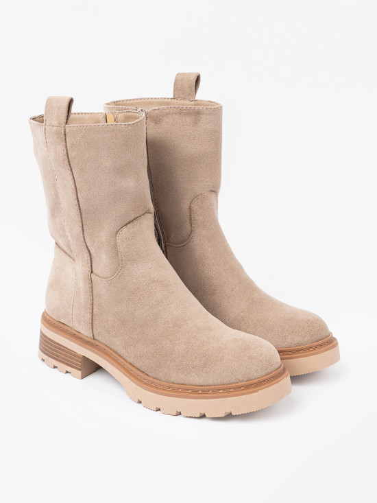 Botine minimaliste bej din suede moale