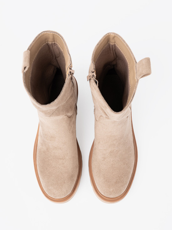 Botine minimaliste bej din suede moale