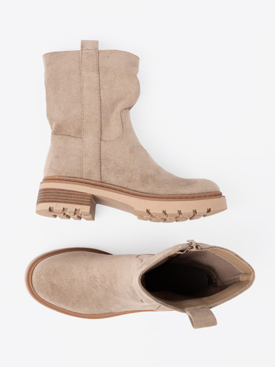 Botine minimaliste bej din suede moale