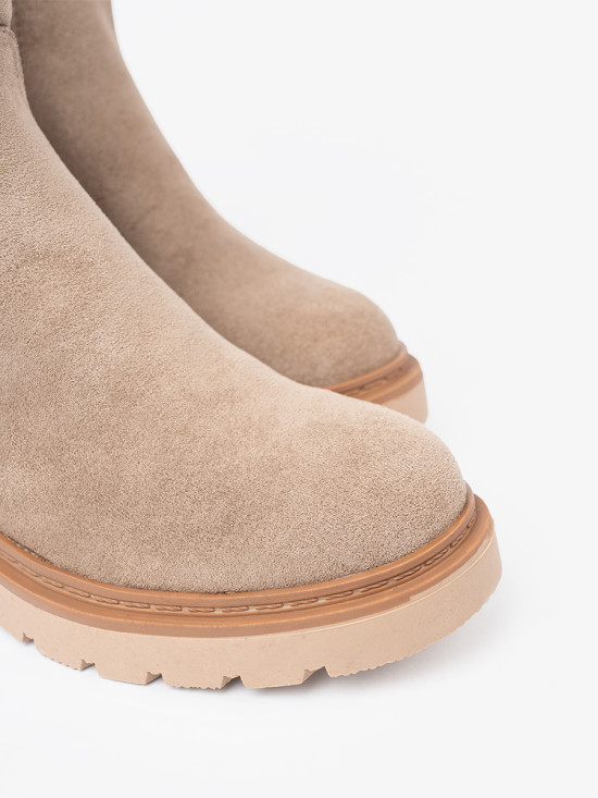 Botine minimaliste bej din suede moale