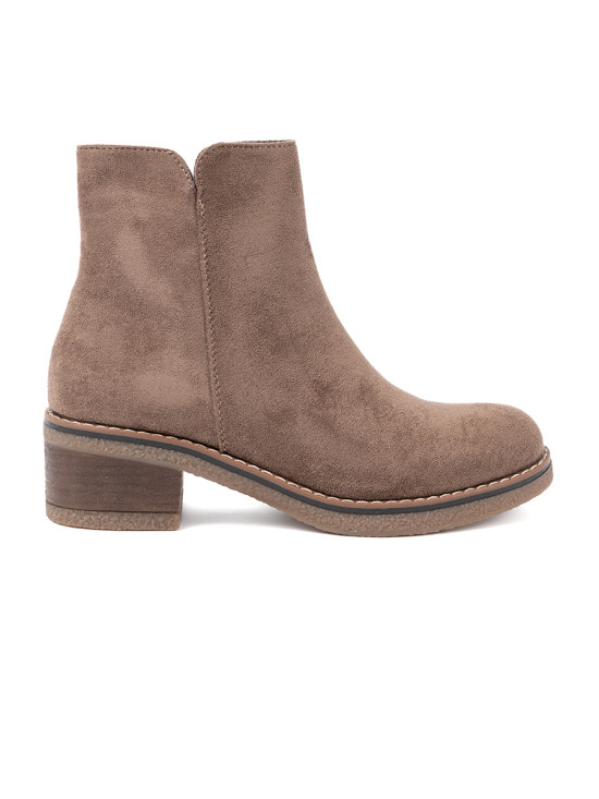 Botine clasice bej închis cu toc stabil