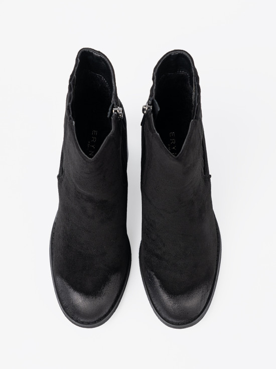 Botine negre din suede pe toc înalt