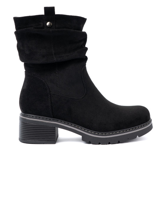 Botine negre cu pliere decorativă