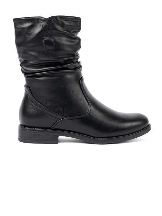Botine negre confortabile cu pliuri
