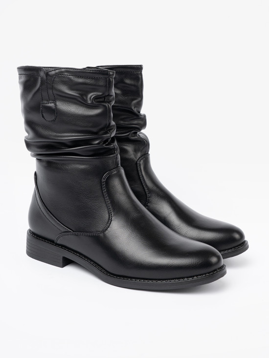 Botine negre confortabile cu pliuri