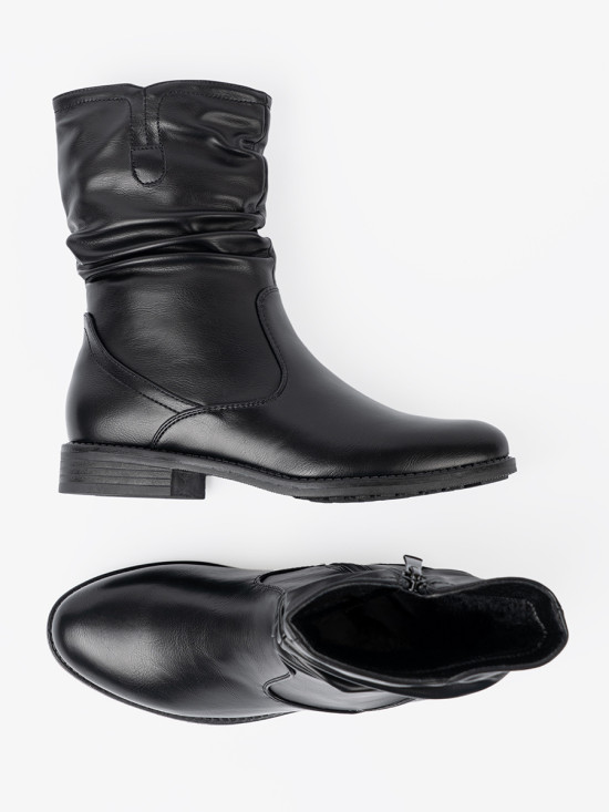 Botine negre confortabile cu pliuri