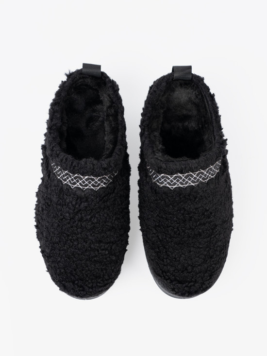 Cizme negre de zăpadă cu broderie decorativă
