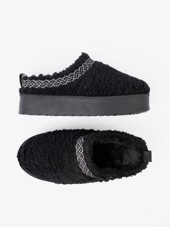 Cizme negre de zăpadă cu broderie decorativă