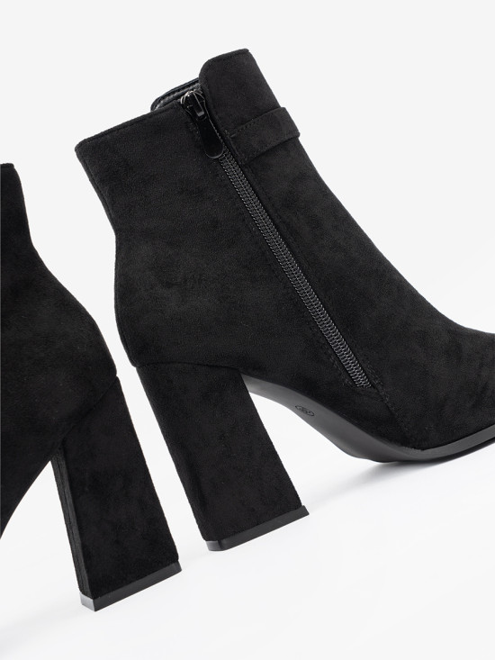 Botine elegante negre cu accent de bijuterie