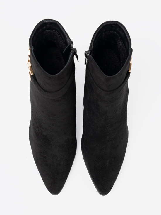 Botine elegante negre cu accent de bijuterie