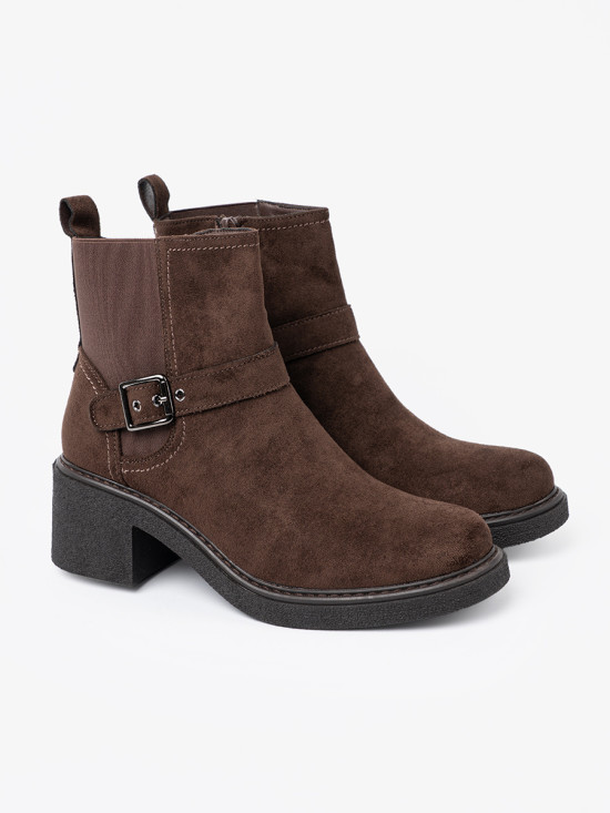 Botine elegante maro cu toc stabil