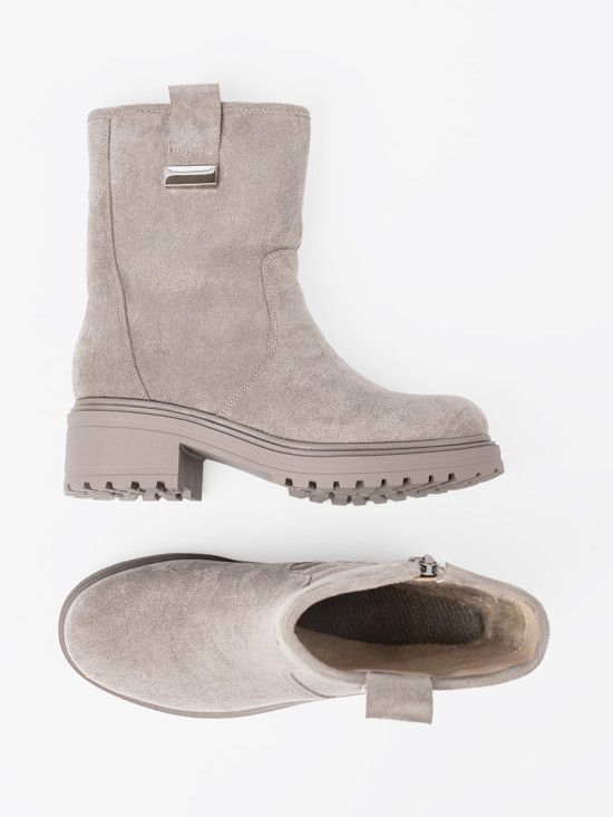 Botine gri confortabile cu talpă masivă