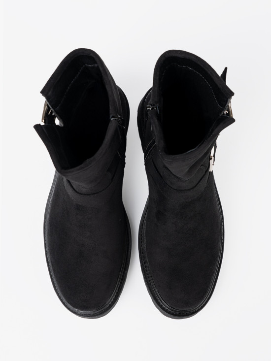 Botine negre moderne cu catarame argintii