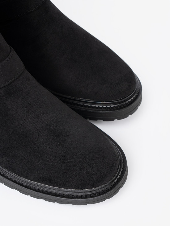 Botine negre moderne cu catarame argintii