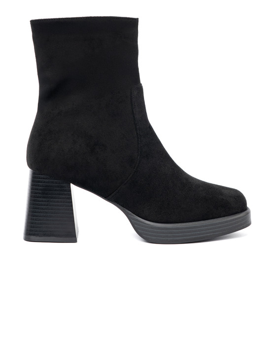 Botine elegante negre pe toc stabil