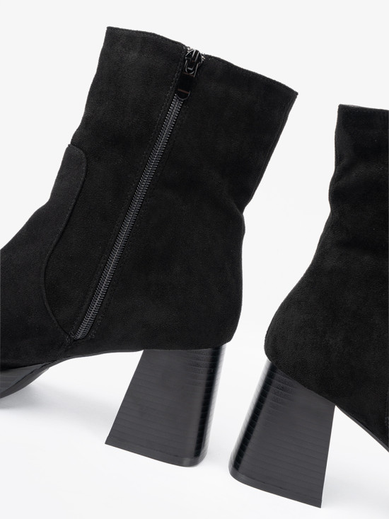 Botine elegante negre pe toc stabil
