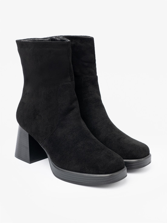 Botine elegante negre pe toc stabil