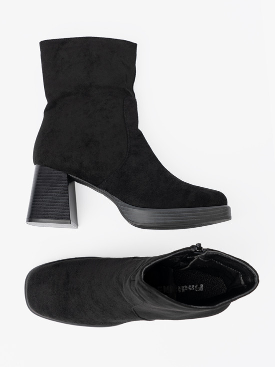 Botine elegante negre pe toc stabil