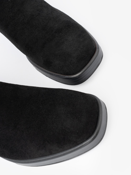 Botine elegante negre pe toc stabil