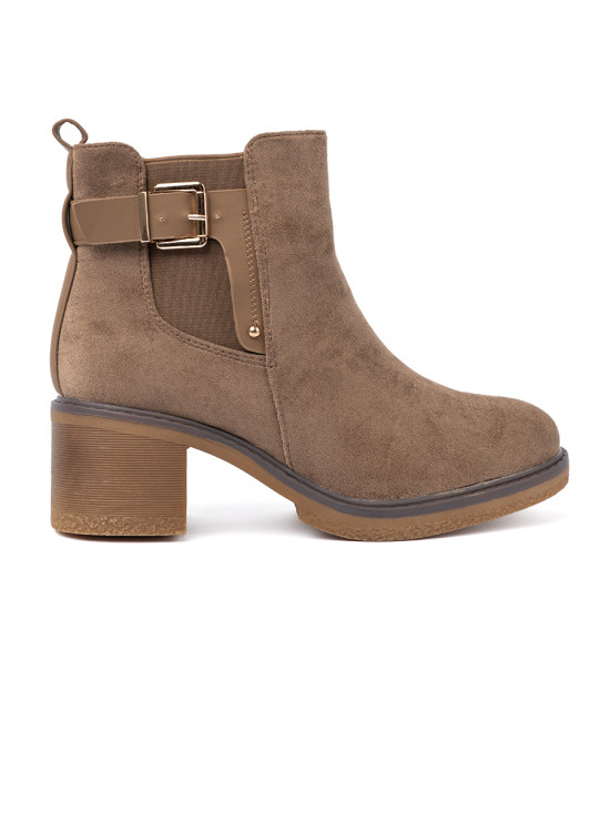 Botine bej elegante cu toc confortabil