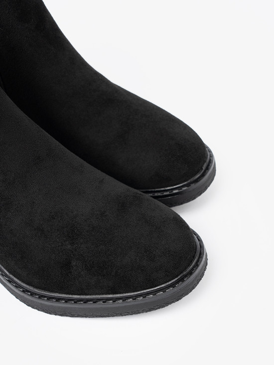 Botine negre cu cataramă pe toc stabil
