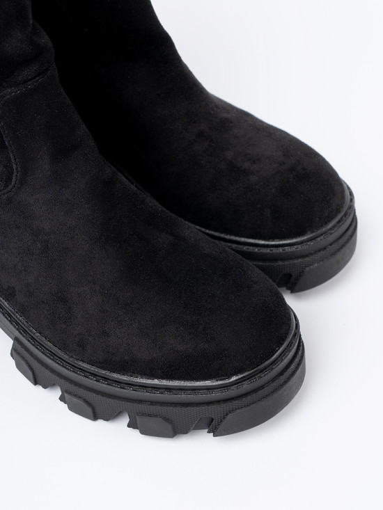 Botine negre cu croi minimalist