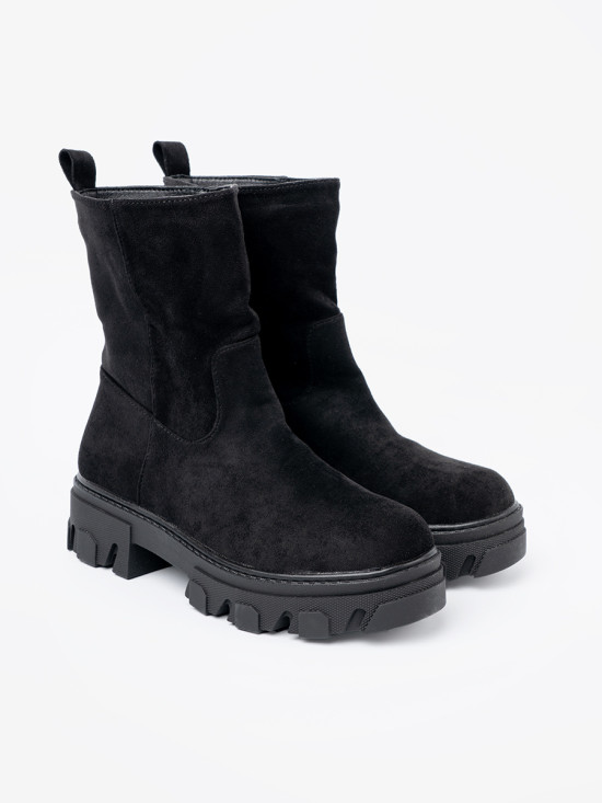 Botine negre cu croi minimalist