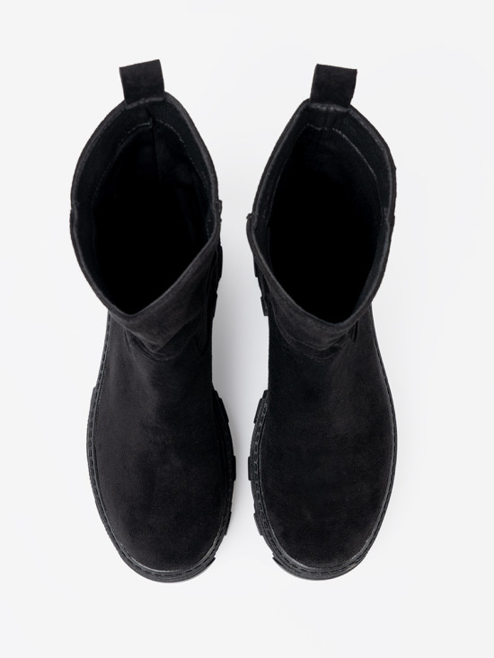 Botine negre cu croi minimalist