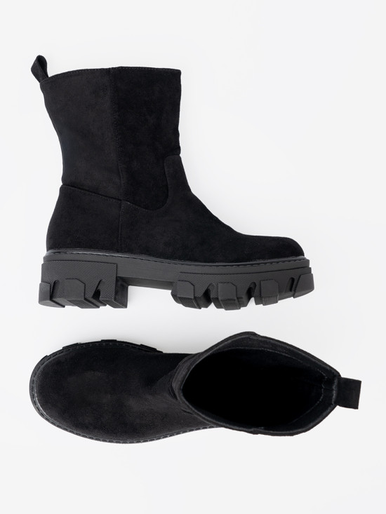 Botine negre cu croi minimalist