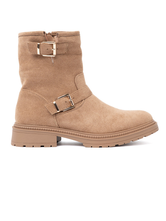 Ghete caramel cu catarame decorative aurii