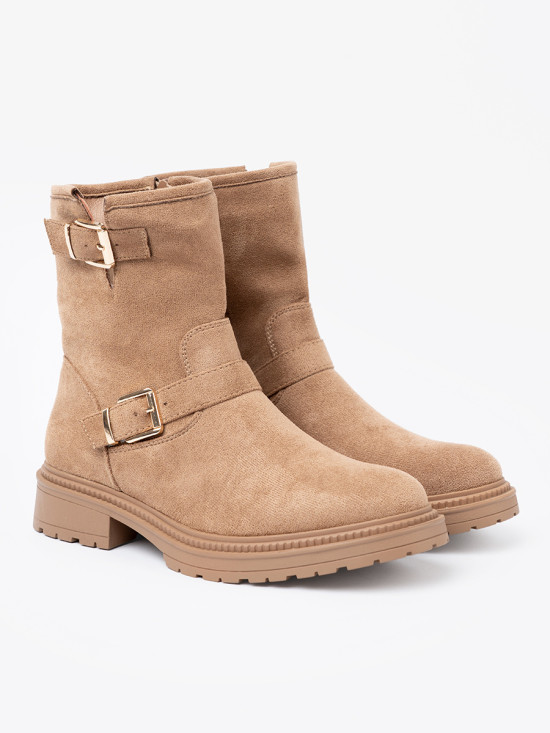 Ghete caramel cu catarame decorative aurii