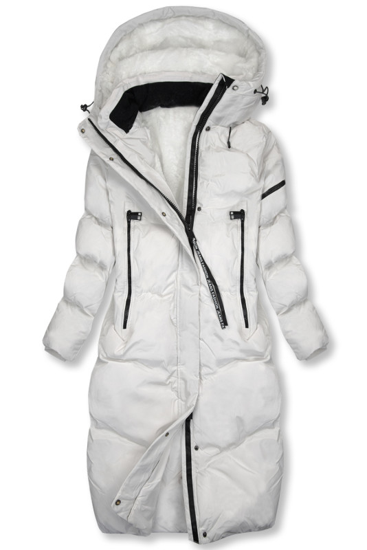 Geacă lungă albă de iarnă