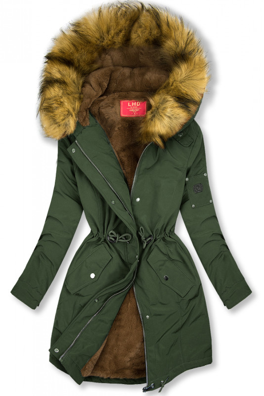 Parka verde army cu blană detașabilă